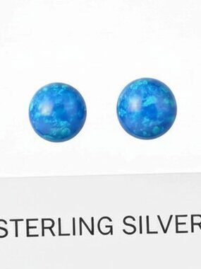 Genuine Opal Stud Earrings Solid .925 Sterling Silver